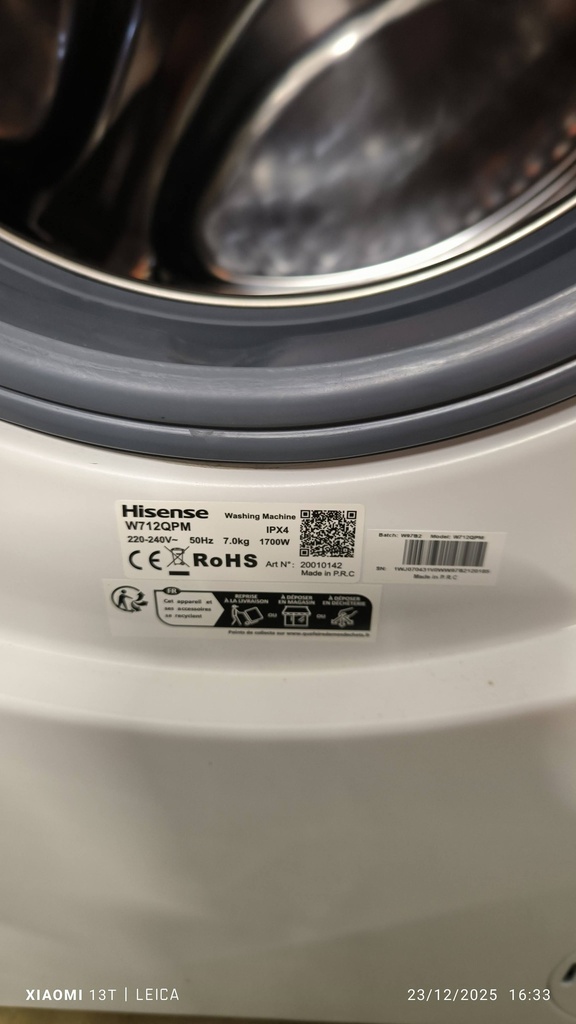 Lave linge frontal HISENSE 7kg