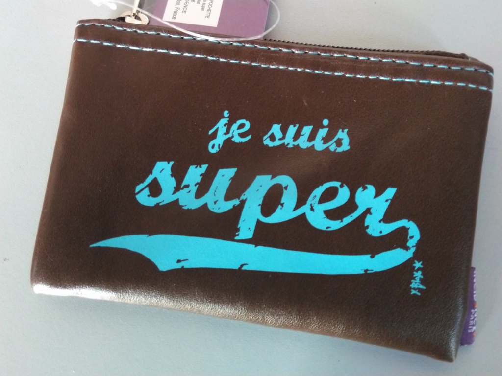 Pochette enfant "super" marron bleu