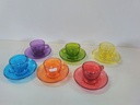 [R4J4] Set 6 tasses et soucoupes colorées