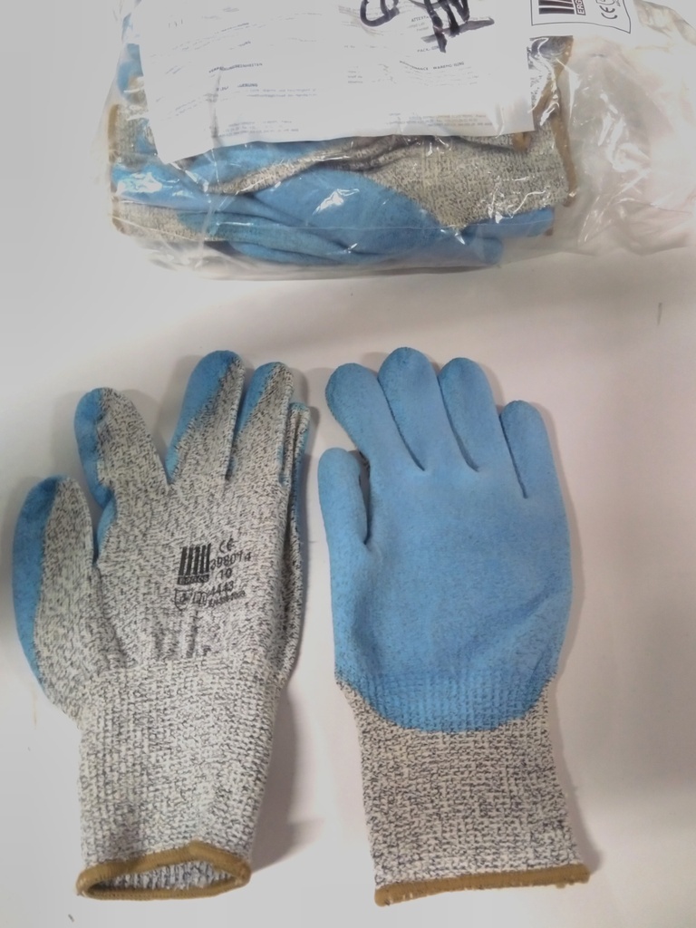 Gants caoutchouc/tissu Bleu/gris T10