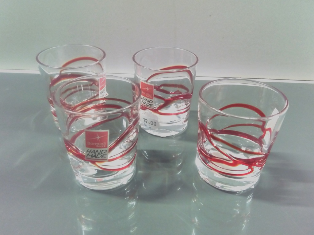 4 verres peint à la main Bormioli