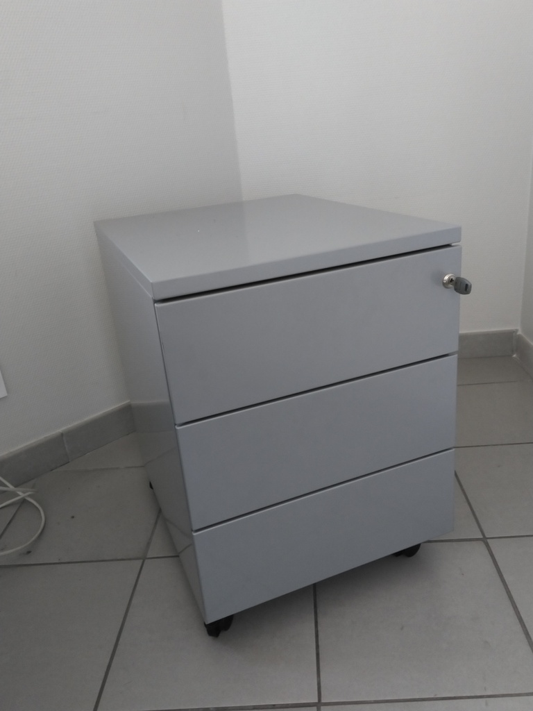 Caisson de bureau métal gris 3 tiroirs