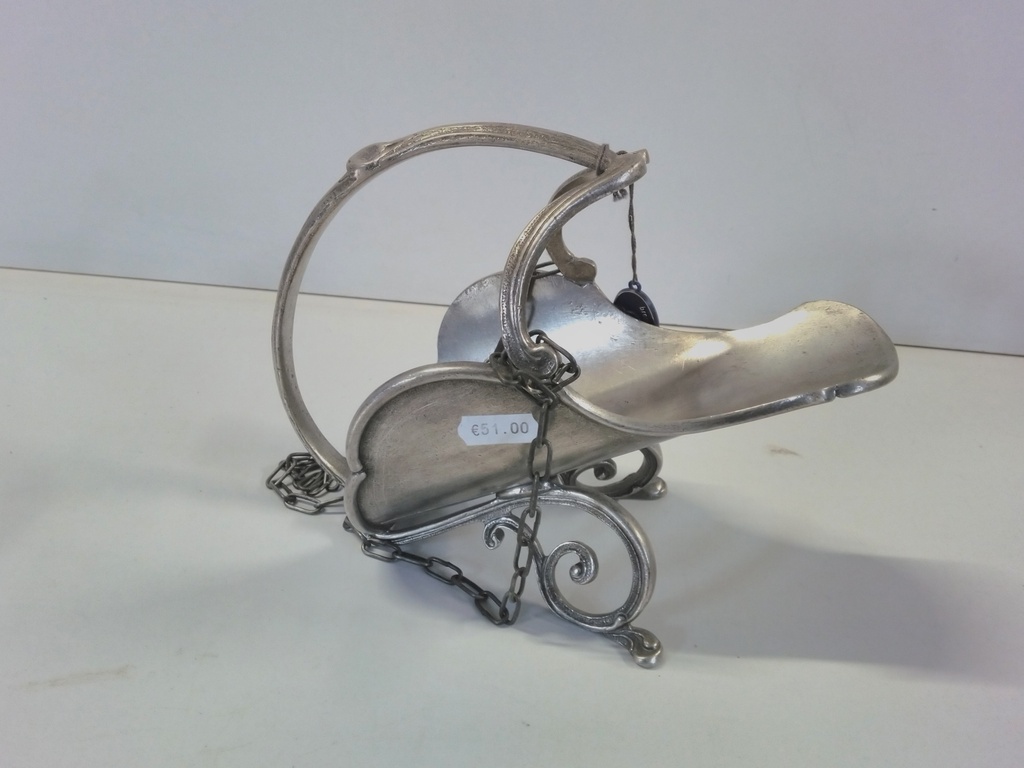 Porte-bouteille En étain Argenté - Panier De Service Vintage, Occasion Bon état