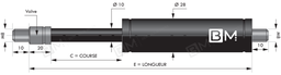 Vérin de traction gaz Acier